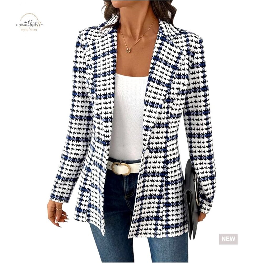 Slim Fit Long Sleeve Blazer, Polyester Blend, Business Casual Office Wear